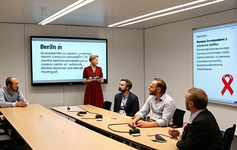 **

A diverse group of people at a Berlin ethics conference, passionately debating the ethics of artificial organ development. In the foreground, an animated discussion about the line between treating the human body as a machine and the potential benefits of the technology.  The background should show a modern conference room with German signage. Focus on capturing the intensity and variety of opinions.

**