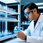 A highly skilled biomedical engineer, fully clothed in a professional lab coat and protective eyewear, intently observing a sophisticated 3D bioprinter. The bioprinter is meticulously depositing layers of a transparent bio-ink to construct a complex, organ-like biological structure on its illuminated platform. The background is a state-of-the-art, impeccably clean laboratory with sleek, modern equipment and glowing screens displaying intricate data visualizations of cellular structures. The scene is bathed in bright, sterile, and focused lighting, emphasizing precision and innovation. High-resolution, professional photography, cinematic lighting, fully clothed, modest clothing, appropriate attire, professional dress, perfect anatomy, correct proportions, natural pose, well-formed hands, proper finger count, natural body proportions, safe for work, appropriate content, professional, family-friendly.