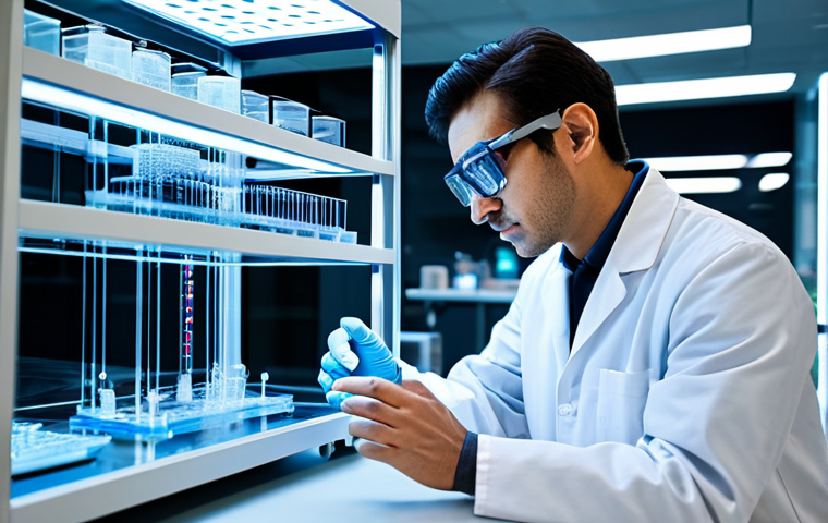 A highly skilled biomedical engineer, fully clothed in a professional lab coat and protective eyewear, intently observing a sophisticated 3D bioprinter. The bioprinter is meticulously depositing layers of a transparent bio-ink to construct a complex, organ-like biological structure on its illuminated platform. The background is a state-of-the-art, impeccably clean laboratory with sleek, modern equipment and glowing screens displaying intricate data visualizations of cellular structures. The scene is bathed in bright, sterile, and focused lighting, emphasizing precision and innovation. High-resolution, professional photography, cinematic lighting, fully clothed, modest clothing, appropriate attire, professional dress, perfect anatomy, correct proportions, natural pose, well-formed hands, proper finger count, natural body proportions, safe for work, appropriate content, professional, family-friendly.