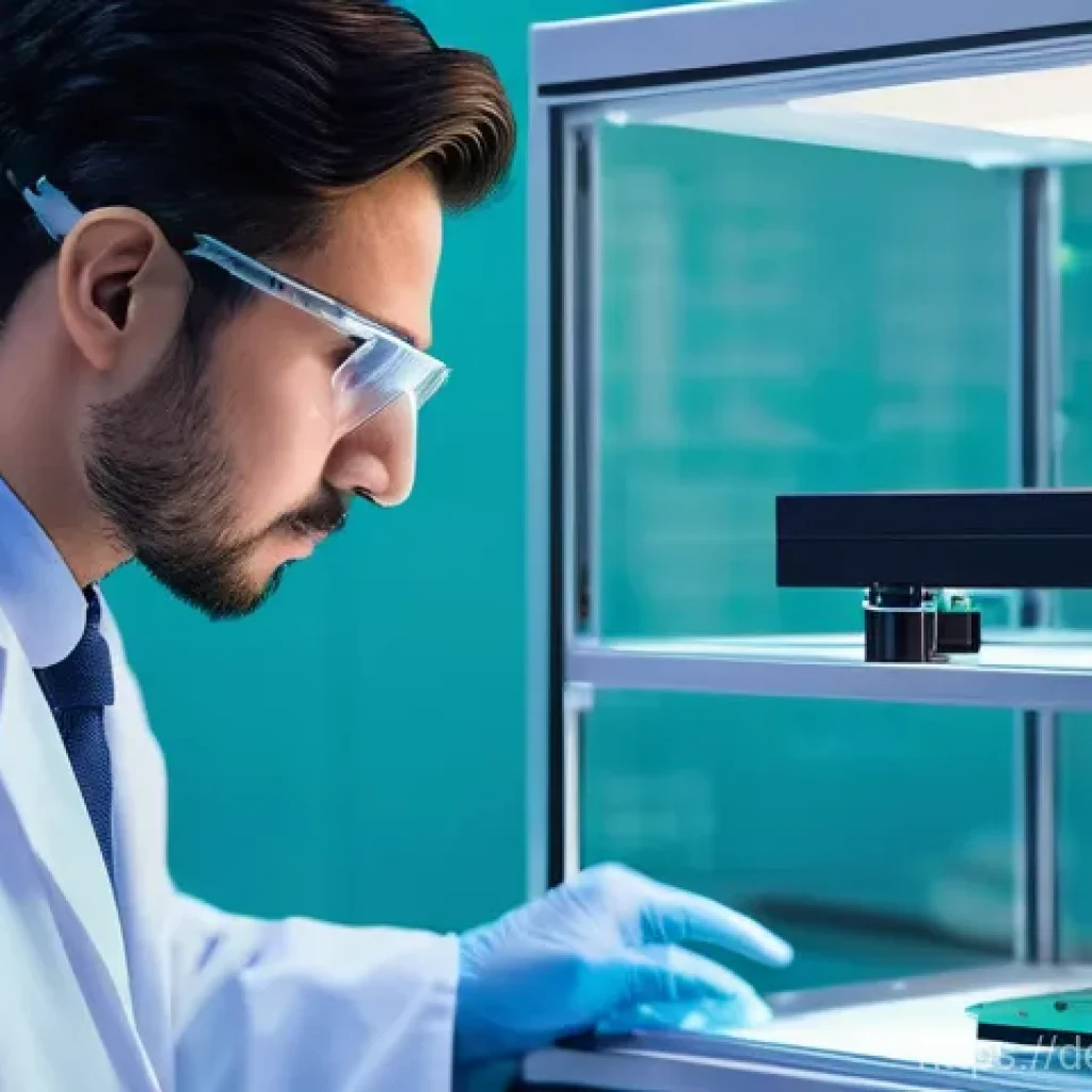 인공장기 제작에 사용되는 최신 재료 - **Prompt:** A futuristic, sterile laboratory environment bathed in soft, cool light. In the center, ...