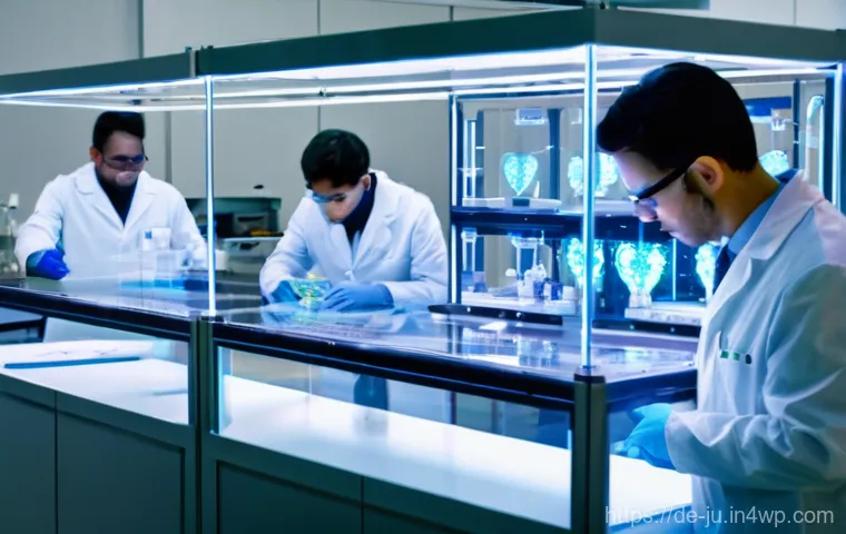 인공장기와 재생 의학의 관계 - **Prompt:** A state-of-the-art medical research laboratory, brightly lit and pristine. In the center...