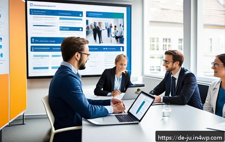 인공장기 임상 시험에서의 환자 모집 방법 - A professional medical conference scene in Germany, showing a diverse group of doctors and clinical ...
